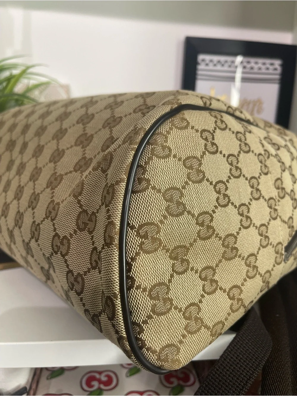 Gucci Brown Beige GG Canvas Backpack